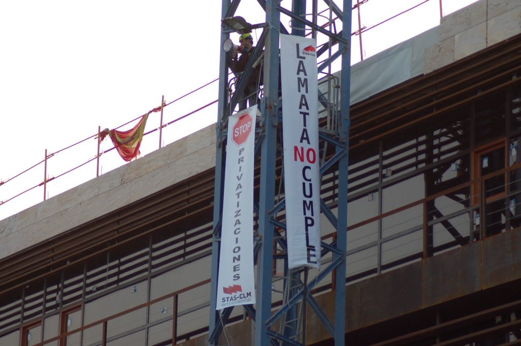 Acción de protesta de STAS-CLM en el Hospitalito del Rey, en 2011