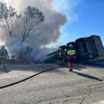 Muere el conductor de un turismo que se incendió tras chocar contra un camión en Añover de Tajo