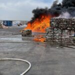Un afectado por inhalación de humo en el incendio declarado en una empresa en Noblejas