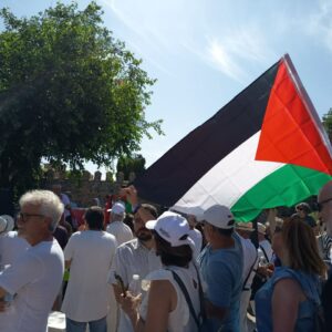 La Marcha por Gaza desafía el calor y reúne a cientos de personas en Toledo para pedir el fin del "holocausto colectivo"