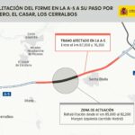 Transportes sigue mejorando el firme de la A-5 entre Santa Olalla, Otero, El Casar y Los Cerralbos