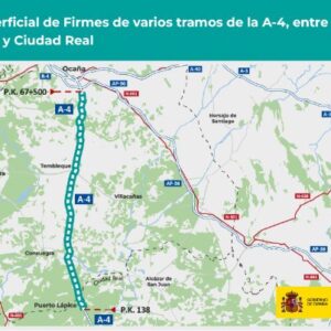 Transportes adjudica por 18,2 millones la rehabilitación de firme en varios tramos de la A-4 entre Ocaña y Puerto Lápice