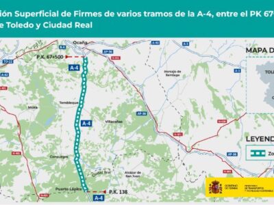 Transportes adjudica por 18,2 millones la rehabilitación de firme en varios tramos de la A-4 entre Ocaña y Puerto Lápice