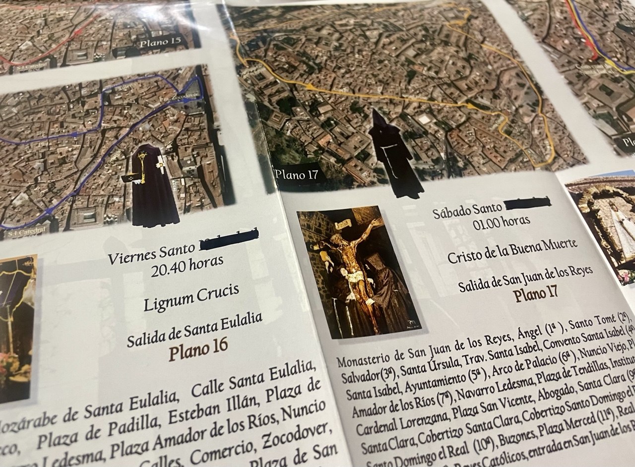 Tachan a mano las fechas erróneas de los 20.000 mapas distribuidos de la Semana Santa de Toledo