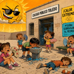 A las once de la mañana, los niños y niñas ya estaban dentro del calor