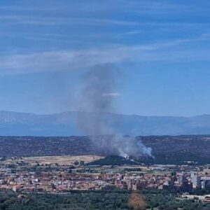 Un incendio de neumáticos de un camión obliga a cortar un ramal de la A-5 en Talavera