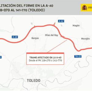 Comienza la reforma de 23 km en la A-40 entre Bargas y Mocejón por 5,4 millones