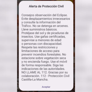 Castilla-La Mancha envía un Es-Alert con consejos de seguridad ante el eclipse solar y activa el PLATECAM