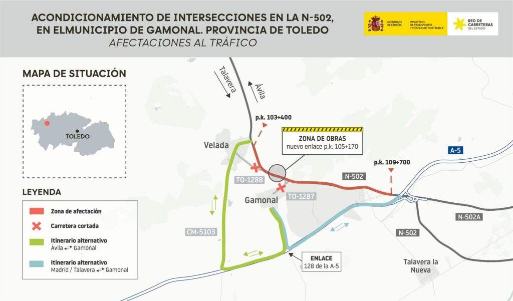Transportes cortará el acceso a Gamonal por la TO-1287 a partir del 5 de octubre por las obras de la N-502
