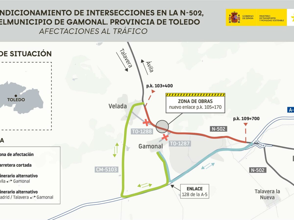 Transportes cortará el acceso a Gamonal por la TO-1287 a partir del 5 de octubre por las obras de la N-502