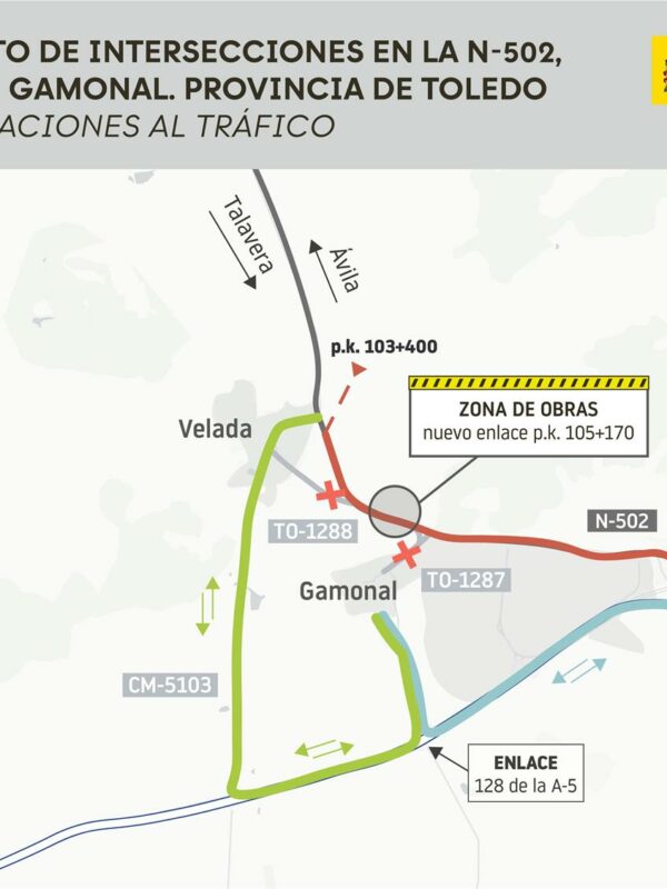 Transportes cortará el acceso a Gamonal por la TO-1287 a partir del 5 de octubre por las obras de la N-502